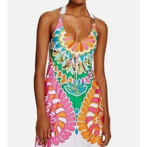 Trina Turk Vibrant Multicolor Halter Swim Coverup Dress